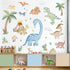 wondever Large Boho Dinosaur Wall Stickers Watercolor Dino Tropical Plants Volcano Peel and Stick Wall Art Decals