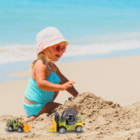 6Pcs Playset Bulldozer ANDOLO Mini Construction Trucks Toys, Small Construction Toys Vehicles Tractor Toys Sand Vehicle