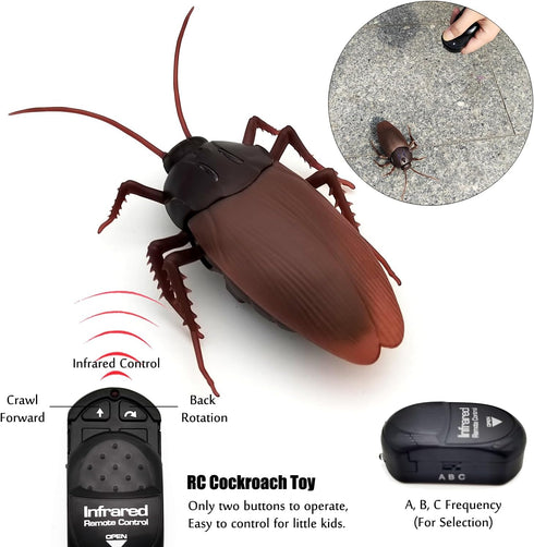 Tipmant RC Cockroach Remote Control Car, Realistic Big Insect Toy with Glowing Eyes for Kids