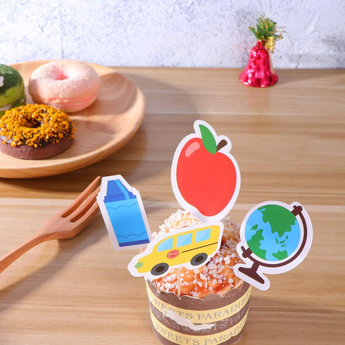 18pcs Back To School Cupcake Topper Dessert Fruit Cake Picks, Classroom Welcome Party Decoration