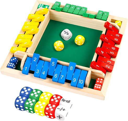 Soopotay Upgraded Shut The Box Game, 12 Inch Large Wooden Board Game