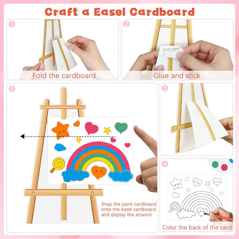 24 Sets, Golden Associate Valentines Day Cards Easel Cardboard for Kids School Pcs, Mini Watercolor Paint Classroom