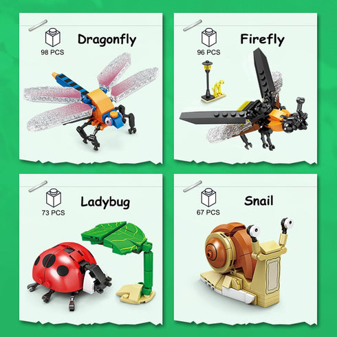 Set,Insect 8 8 KAZI Bugs Building Toy Collection Building Blocks Including Different Bug,STEM Toys for Kids Age