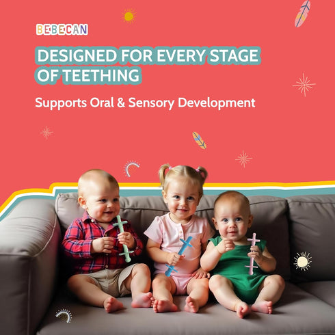 0-36 5 2 2 Bebecan Shielded Teething Tubes Baby Teething Relief Months, Anti-Choking Design, Clip-Attachable, BPA-Free