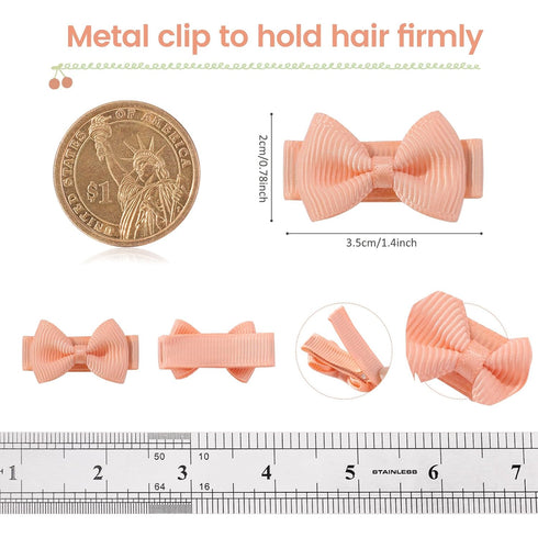 YHXX YLEN Baby Hair Bows for Girls | Mini Fully Lined Grosgrain Ribbon Hair Clips, 100PCS (50 Colors in Pairs)