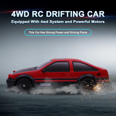 2.4GHz 1:24 4WD Remote Control Car RC Drift Car Scale High Speed RC Cars Vehicle with LED Lights Batteries and Drifting