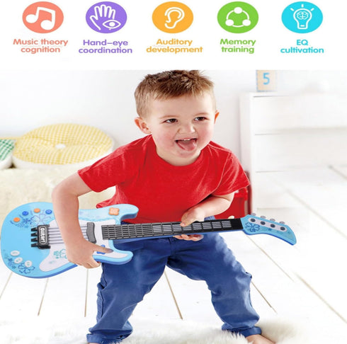3 4 5 7 8 Kids Toddler Baby Childrens Electric Toy Guitar with Strap Ideal for Year Old Boys Girls Gifts(Blue)