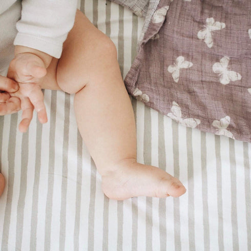 Ely's & Co. Patent Pending Waterproof Bassinet Sheet, 2 Pack Neutral Taupe Grey Splash & Stripes for Baby Girl and Boy