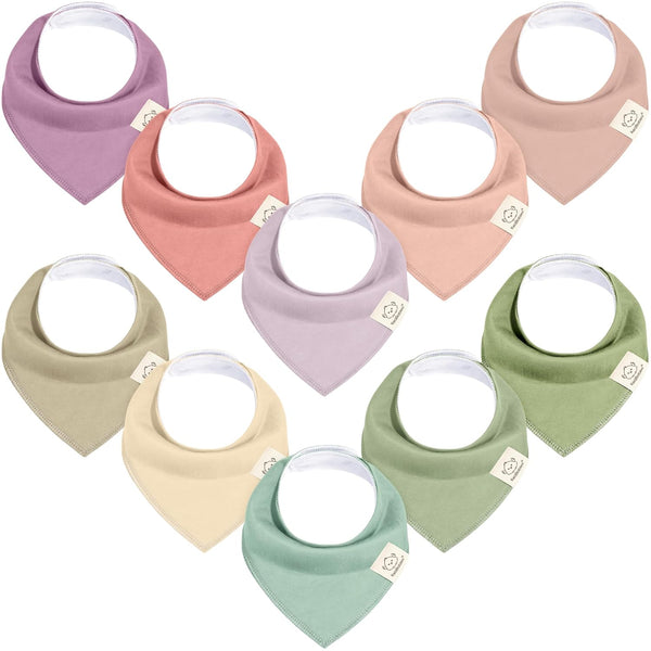 10-Pack Organic Baby Bandana Bibs - Super Absorbent Bandana Drool Bibs for Boys, Girls, Teething Bibs