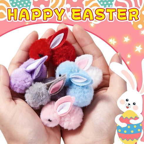 QXCMFNI 30 Pack Prefilled Easter Eggs with Plush Bunnies,Pre Filled Easter Eggs with Stuffed Toys Inside,Easter Basket