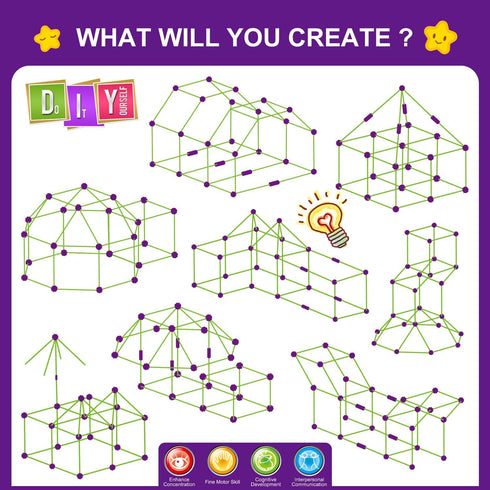 100 3 4 5 6 7 8 9 10 11 12 SpringFlower PCS Glow in The Dark Fort Building Kit for Kids,Educational Gift for Years Old