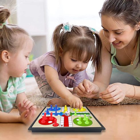 Set, (7.64 7.64 inches) KIDAMI Mini Magnetic Ludo Travel Board Game Folding Design and Light-Weight, Gift for Kids