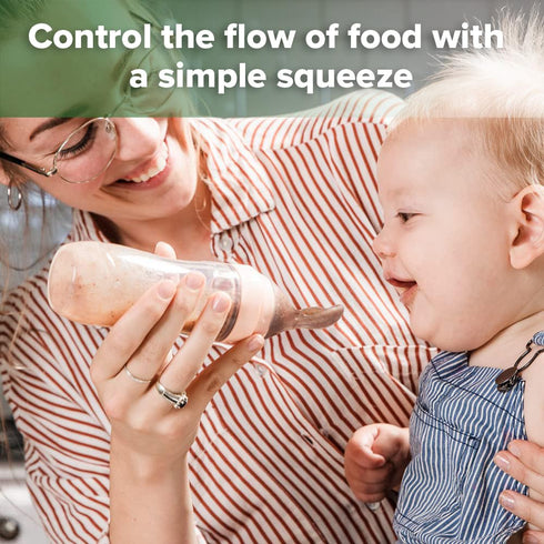 Haakaa Silicone Baby Food Dispensing Spoon Feeder 4oz, Infant Squeeze Feeder for Puree and Solid Food