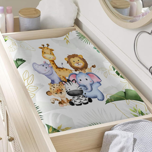 Jungle Safari Animals Changing Pad Covers, Ultra Soft Breathable Stretchy Fitted Sheets for Boys Girls, 32" x 16"