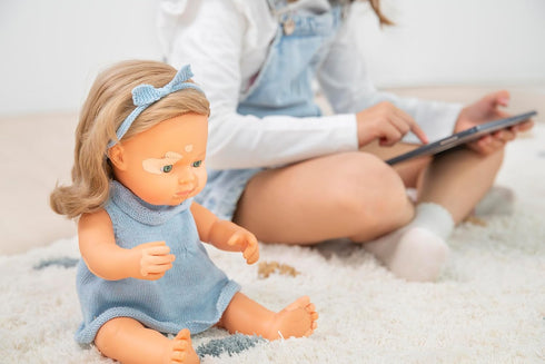 Miniland Doll 15'' Caucasian Girl with Vitiligo, Anatomically Correct Quality Toy Made in Spain