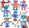 Robots Wooden Snap-Together Building Toys 28-Piece STEM Montessori Educational Blocks for Toddlers