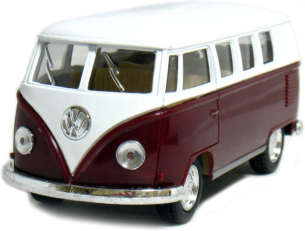 KiNSMART 1962 Volkswagen Classic Bus - 1:32 Scale 5" Die Cast Metal Model Toy Car - Maroon
