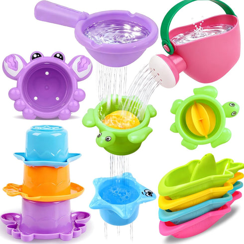 Babelshar 10 Pcs Bath Toys for Kids Ages 1-3, Bathtub & Pool Water