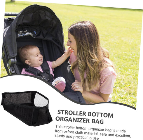 Abaodam Universal Baby Stroller Organizer, Bottom Pouch Mesh Cargo Net for Stroller Storage, Fits Most Strollers