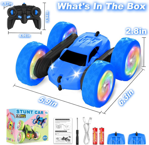 6-12, 4WD 5 6 7 8 9 10+ Remote Control Car, Outdoor Toys RC Cars for Kids Ages Double Sided Stunt Vehicle with Upgraded
