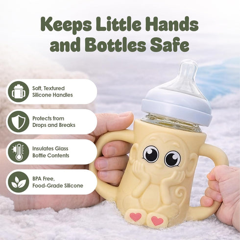 8oz Silicone Bottle Sleeve for Philips Avent Natural Glass Bottle | Drop Protector + Easy Grip Handles | BPA Free Safe