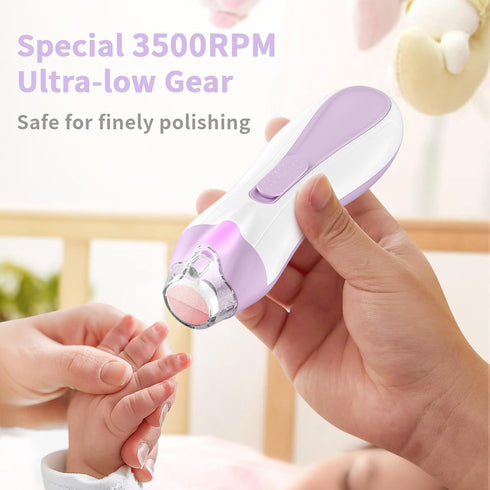 Set 7 Baby Nail File Electric Baby Nail Care with LED Light, Baby Nail Clipper Electric for Newborn/Infants/Adults