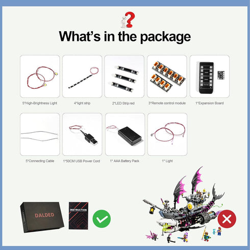 LED Lighting Kit for Lego 71469 Nightmare Shark Ship, Compatible with Building Block Models (Remote Control Version)