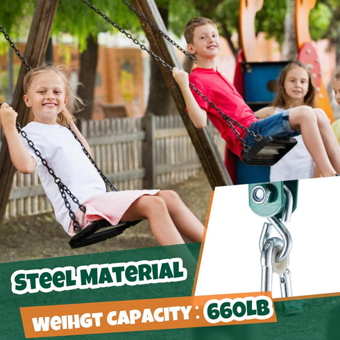Dunzy 4 Pieces Metal Swing Set Accessories, Snap Hooks and Hangers for Connecting to Wooden Sets