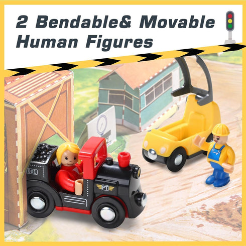 12Pcs Set, Set 3 4 5, Giant bean Vehicles Battery Operated Train Car Magnetic Mini Construction for Wooden Train Track