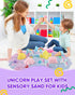 sikmcle 3-8 Unicorn Sensory Bin Play Sand Kit for Girls Moulds Toddler Sand Art Kit with Sandbox for Kids for Toddlers