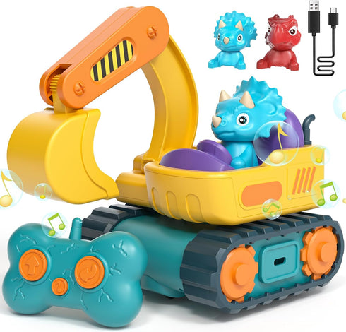 Lehoo Castle Remote Control Car for Toddlers, Rechargeable Excavator Toys for Boys Age 3-5