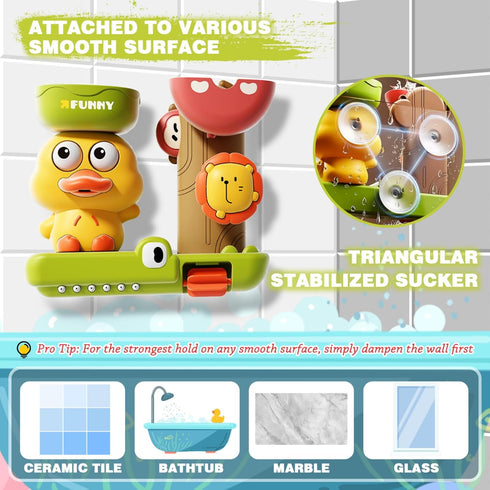 1-3 3 18M+ Bath Toys for Toddlers with Strong Suction Cups, Interactive Squirting Duck & Spinning Lion Water Toys