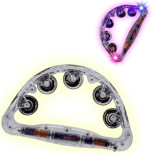 Windy City Novelties - 2 Pack Clear LED Light Up Musical Flashing Tambourine for Halloween Party Supplies and Raves