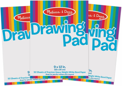 Melissa & Doug Drawing Paper Pad, 9 x 12 inches, 50 Sheets, 3-Pack - FSC Certified