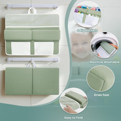 PURELYDOT Elbow Set Comfortable Baby Bath Kneeler & Rest Pad Extra Thick Foam Cushion with Toy Organizer Non-Slip