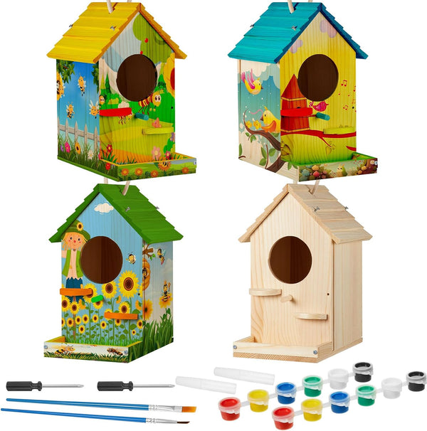Liliful 2 Pack Birdhouse Kit, DIY Wooden Crafts for Kids and Adults,