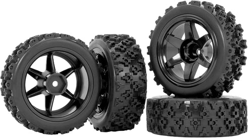 RC Station 12mm Hex RC Wheels and Tires 1/12 1/14 1/16 1/18 RC Off Road Buggy Rally Wheels and Tires for Traxxas LaTrax Rally Wltoys 144001 124019 DeeRC 302e 9310 RC Tires and Wheels Preglued 4PCS