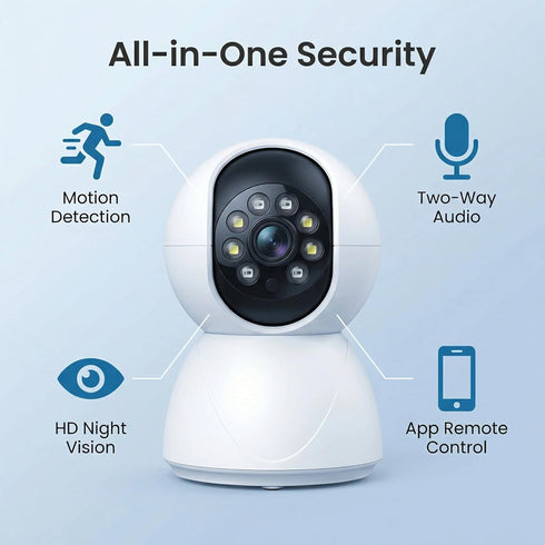 vevbze 360 Pan/Tilt Wi-Fi Pet Camera with Auto Motion Tracking, Night Vision, Treat Dispenser & Real-Time Alerts
