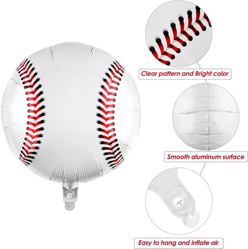 Durony 12 Pieces 18 inches Baseball Balloons – Foil Mylar Baseball Themed Party Decorations for Birthday