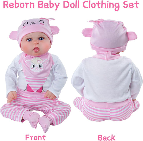 BABESIDE 5Pcs Reborn Baby Doll Clothes - Outfit Accessories Set for 17-22 Inch Dolls