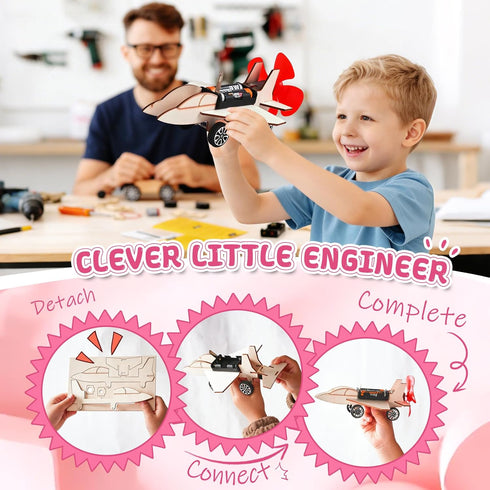 RISFUNIA 24 Pack Valentines Gifts for Kids Classroom, Wooden STEM Kits, Kids Valentines Day Cards for School Exchange