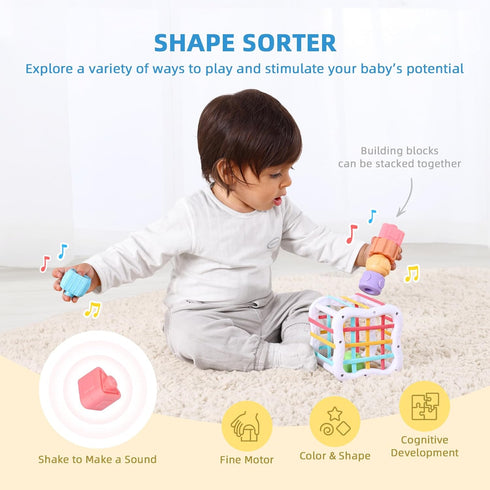 Montessori Toys for 1 Year Old - 7 in 1 Learning Educational Kit with Sensory Bin, Nesting Box, and Stacking Cups