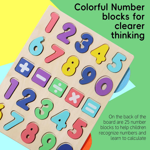 BESTAMTOY Counting 3-6, Montessori Math Board Toy - Double-Sided Finger & Number Tracing Board Number Blocks, Wooden