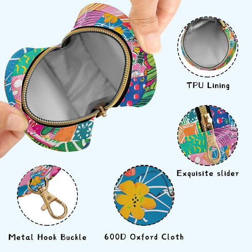 YETTASBIN Flower Patchwork Portable Pacifier Holder Case with Metal Hook Buckle & Zipper for Diaper Bag and Stroller