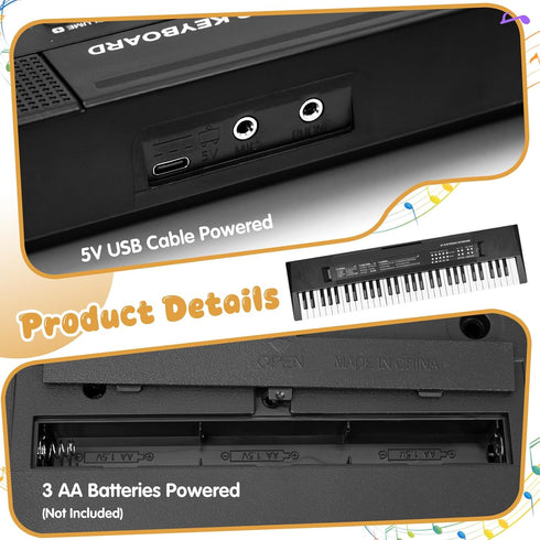 MusicForset 61 3 4 5 6 7 8 Keys Kids Piano Keyboard Toy with Mic Portable Electronic Piano for Girls Boys Beginners