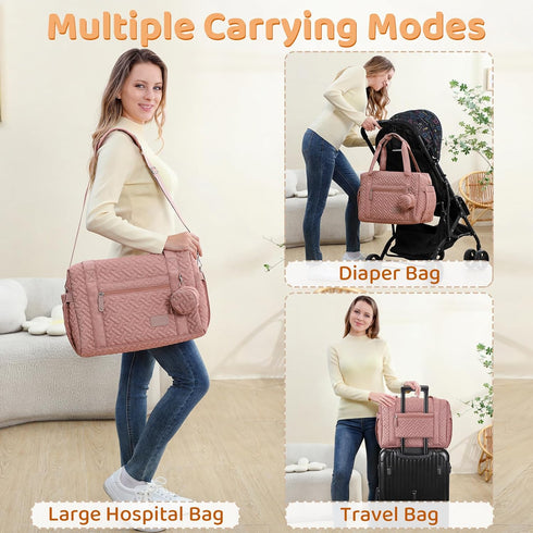JOLLITO Large Capacity Diaper Bag Tote - Ideal for Travel with Changing Pad & Hospital Ready
