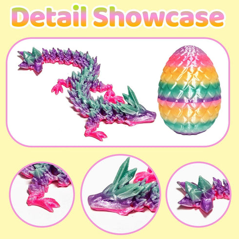 KVERM 12PCS 3D 3D Printed Easter Eggs with Dragons Inside, Easter Surprise Dragon Eggs, Printed Animals, Easter Basket