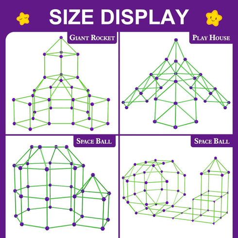 Glow In The Dark Fort Building Kit for Kids | 140 Pcs STEM Construction Toys | Educational Gift for Ages 4-12