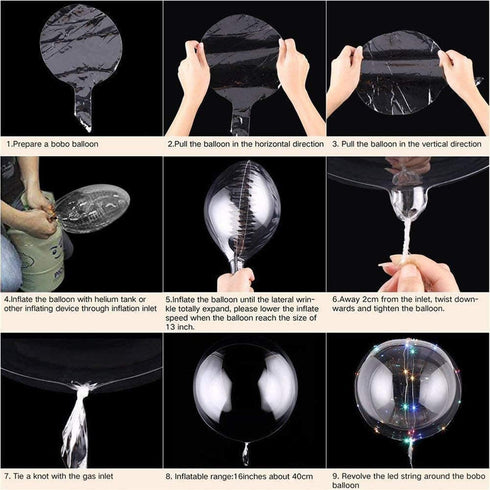 Yongxiang 10 PACKS LED Bobo Balloons,Transparent LED Light Up Balloons,Helium Style Glow Bubble Balloons with String