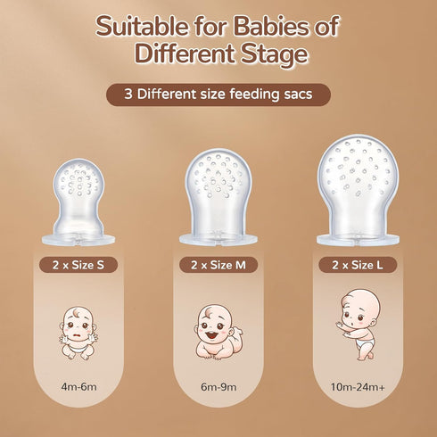 2 Pack Silicone Baby Fruit Feeder with Mini Freezer Tray, Breastmilk Popsicle Molds for Baby Teething Relief, Teethers